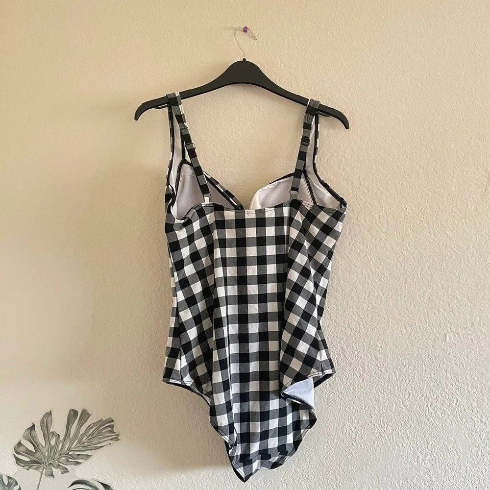 NEXT Plaid One Piece Black and White Bathing‎ Suit - Picture 3 of 6